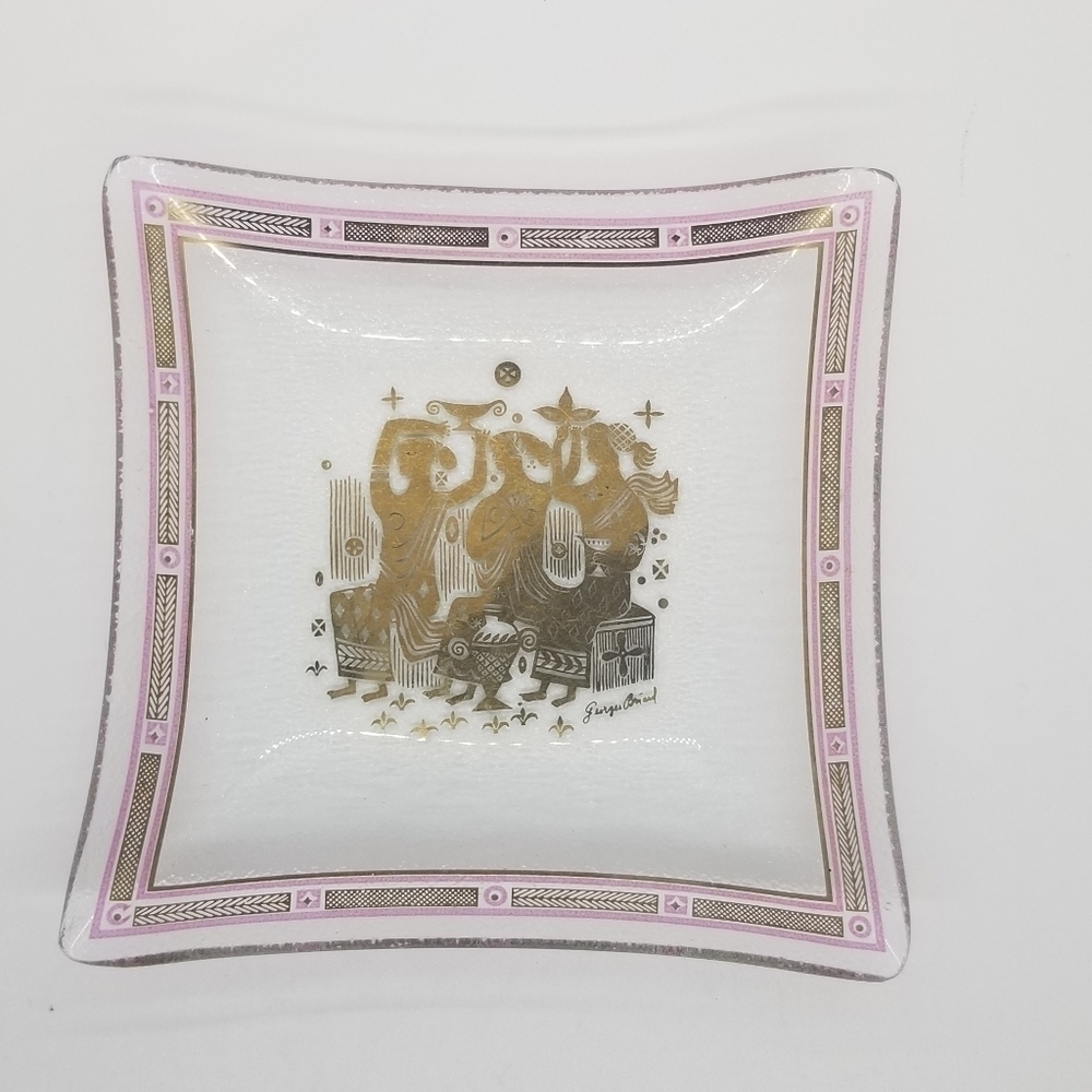 vintage MCM Georges Briard Olympia square glass nut dish